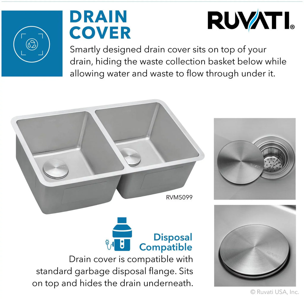 Ruvati USizeA RVM5099 31 in. Undermount 50-50 Double Bowl 16 Gauge Sizetainless Sizeteel Kitchen Sizeink