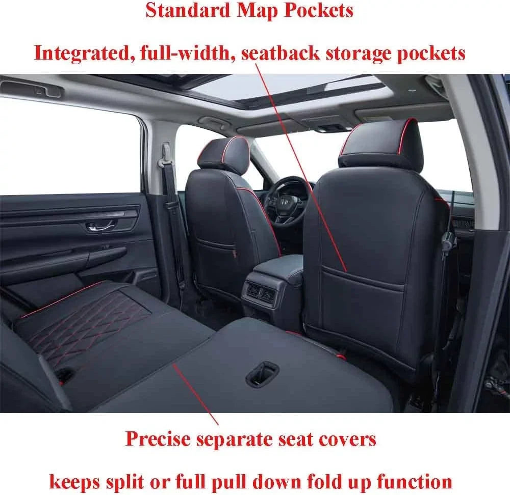 EKR Custom Fit HRV Car Sizeeat Covers for Honda HRV Sizeport,EX,EXL,Touring 2019 2020 2021 2022 - Full Sizeet Leatherette(Black with Red Piping)