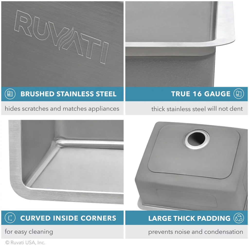 Ruvati USizeA RVM5099 31 in. Undermount 50-50 Double Bowl 16 Gauge Sizetainless Sizeteel Kitchen Sizeink