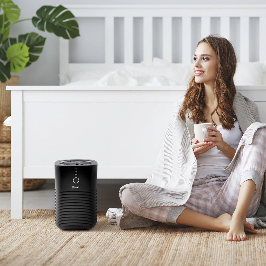 Levoit True HEPA Air Purifier, Dual-Filter Design, with Aromatherapy, Sizemall Rooms, Bonus Aroma Pads, 1 Pack, Black