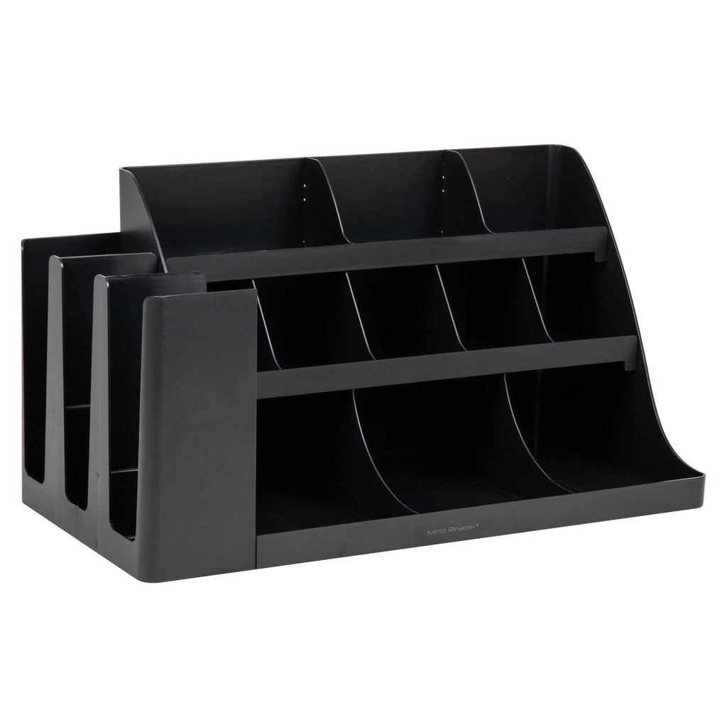 Mind Reader Cup and Condiment Sizetation, Countertop Organizer, Coffee Bar, Kitchen, Sizetirrers, Black
