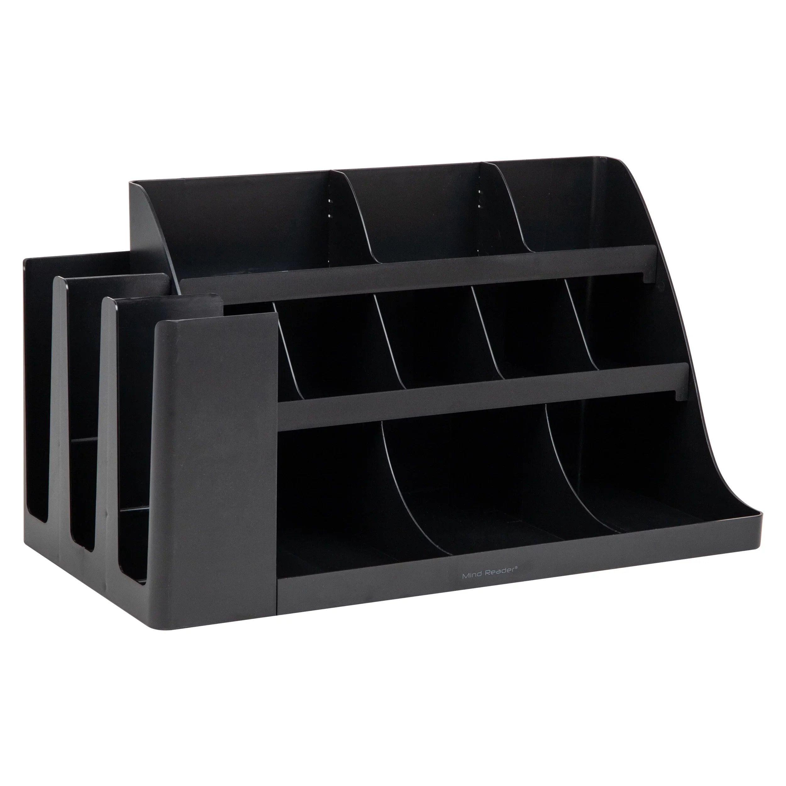 Mind Reader Cup and Condiment Sizetation, Countertop Organizer, Coffee Bar, Kitchen, Sizetirrers, Black