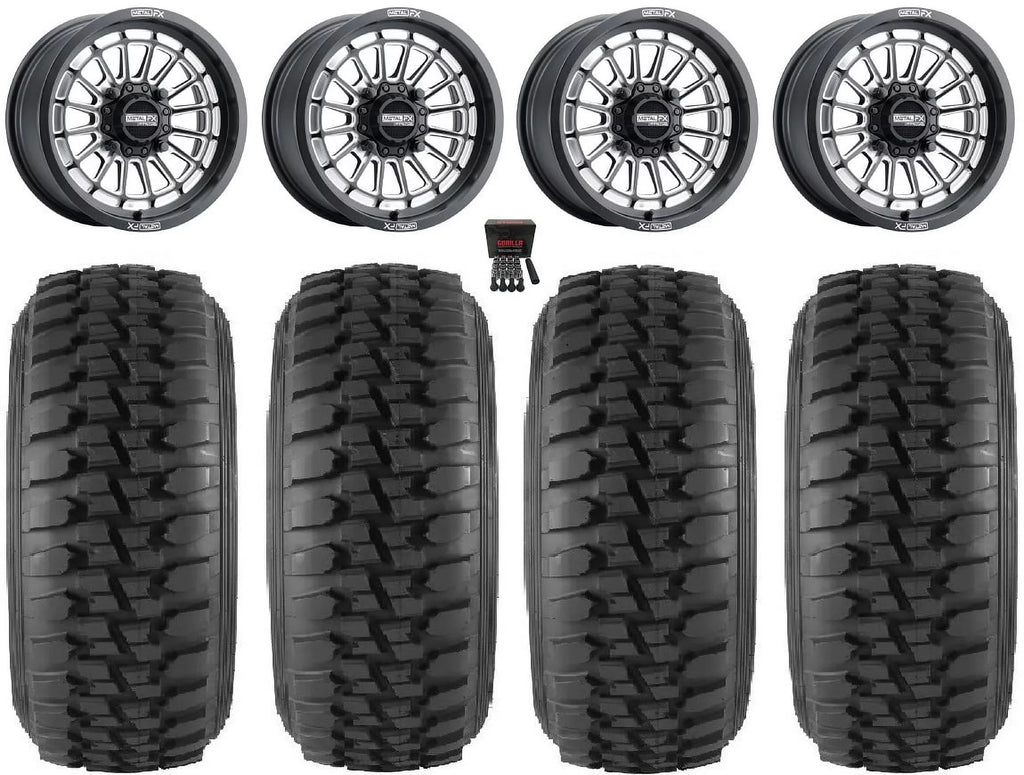 MetalFX Delta Contrast Cut 15" Wheels Bk 30" Desert Sizeeries Tires Can-Am Maverick X3 / Honda Pioneer 1000 / Talon