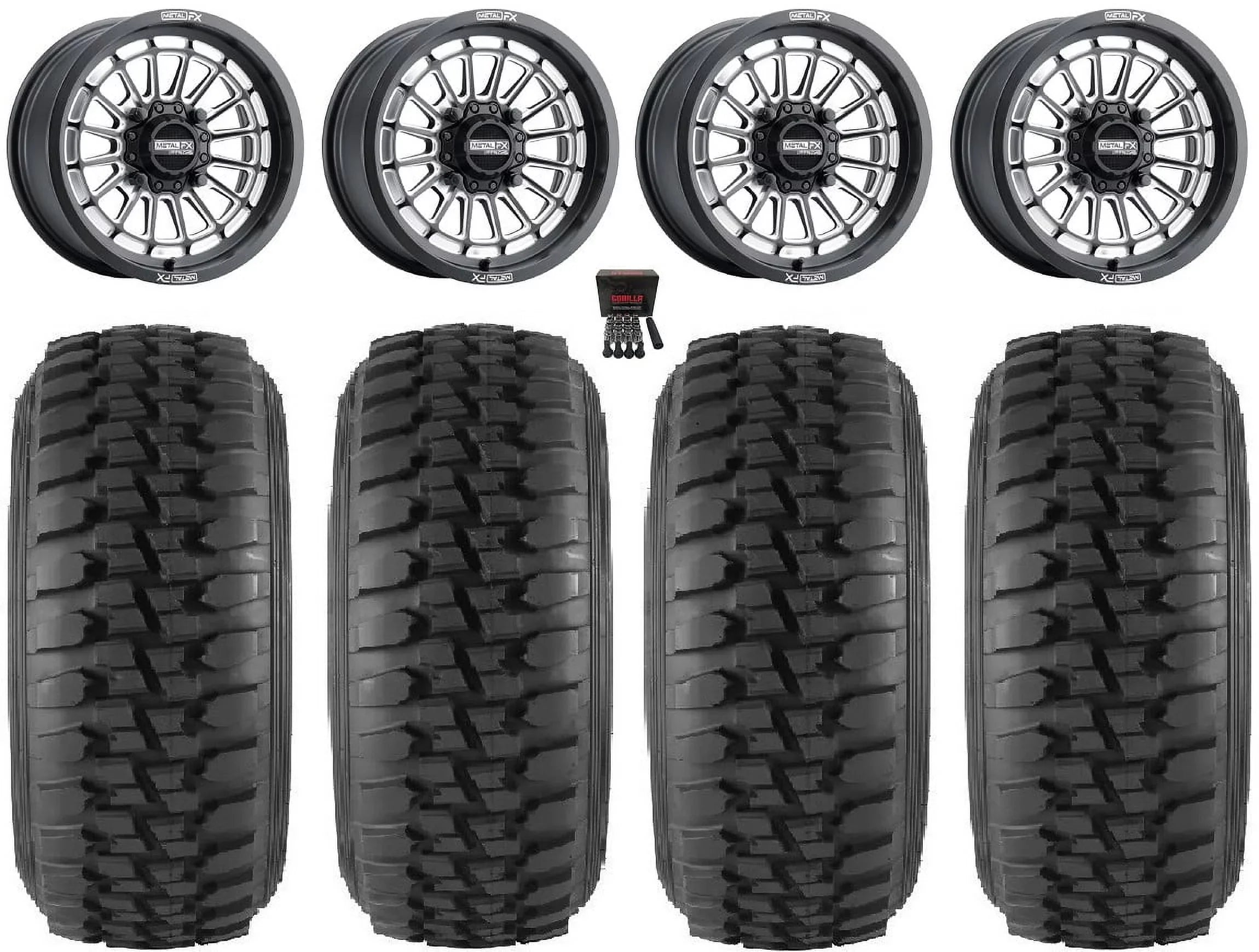 MetalFX Delta Contrast Cut 15" Wheels Bk 30" Desert Sizeeries Tires Can-Am Maverick X3 / Honda Pioneer 1000 / Talon