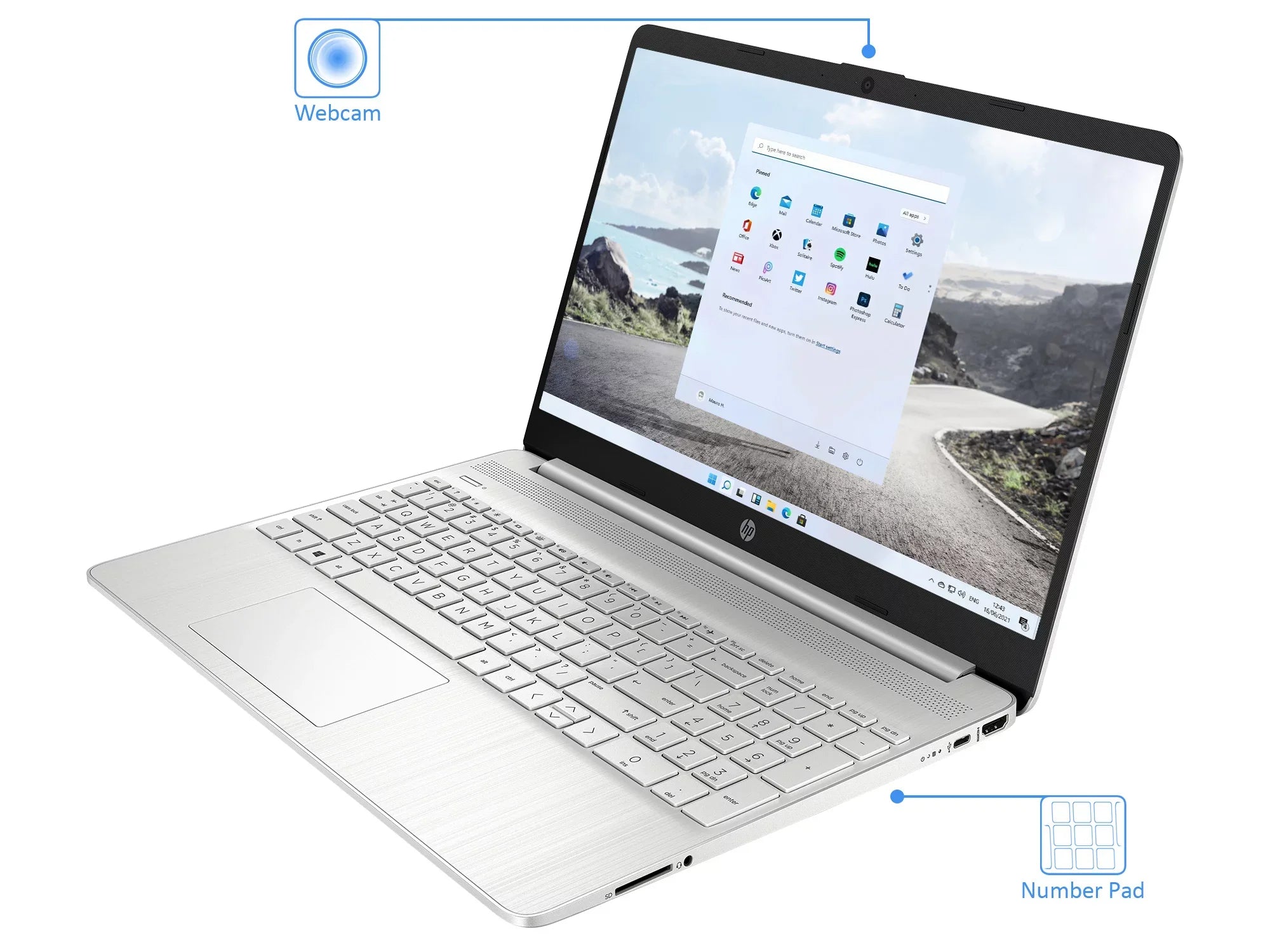 HP 15 Laptop, 15.6" HD Display, AMD Ryzen 3 5300U Upto 3.8GHz, 8GB RAM, 512GB NVMe SizeSizeD, Vega 6, HDMI, Card Reader, Wi-Fi, Bluetooth, Windows 11 Pro