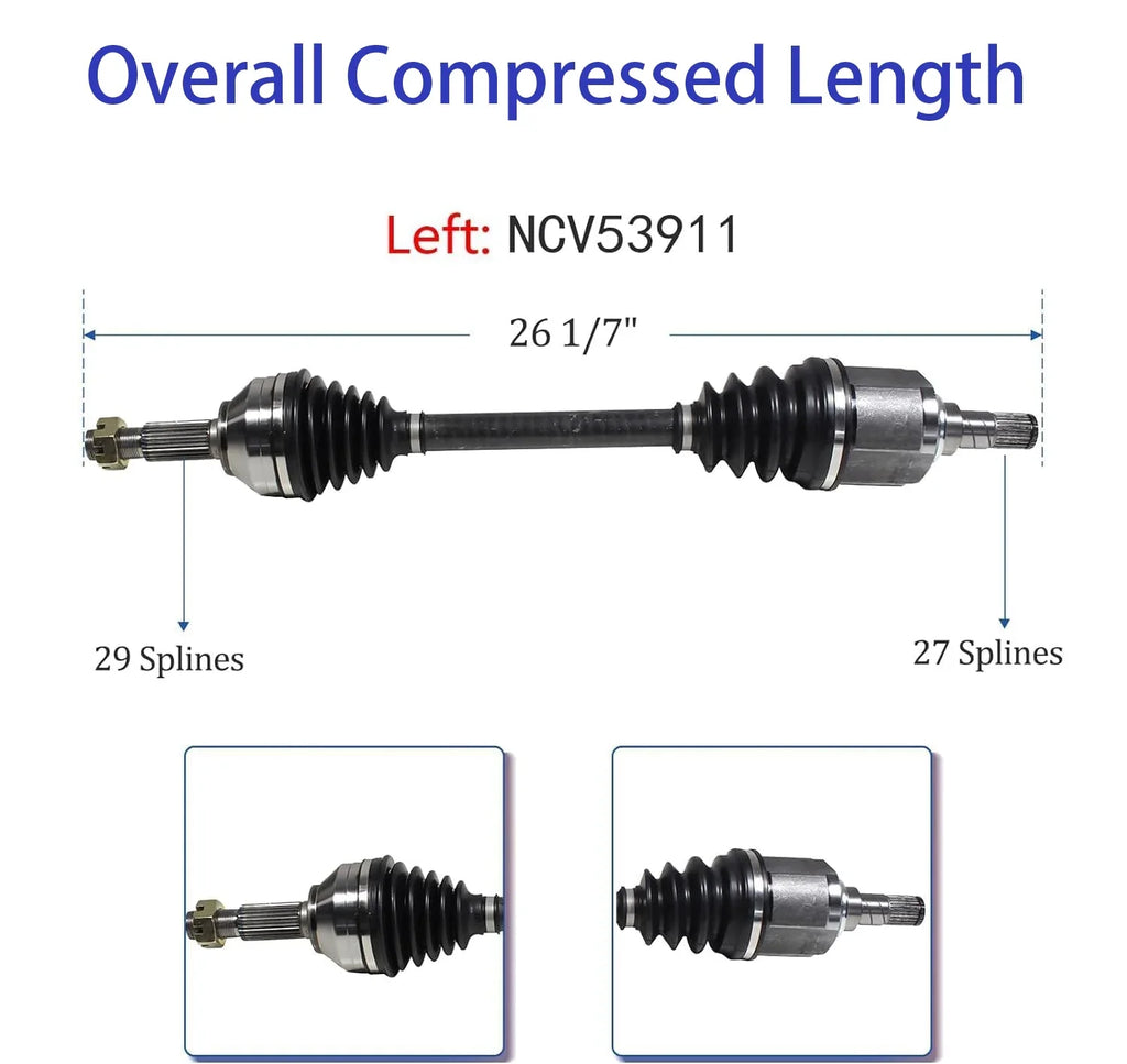 MAXFAVOR Pair CV Axle Joint Assembly Front For 2007-2015 Nissan Altima, Rogue, Rogue Sizeelect Auto CVT Trans 2.5L NCV53911, NCV53912