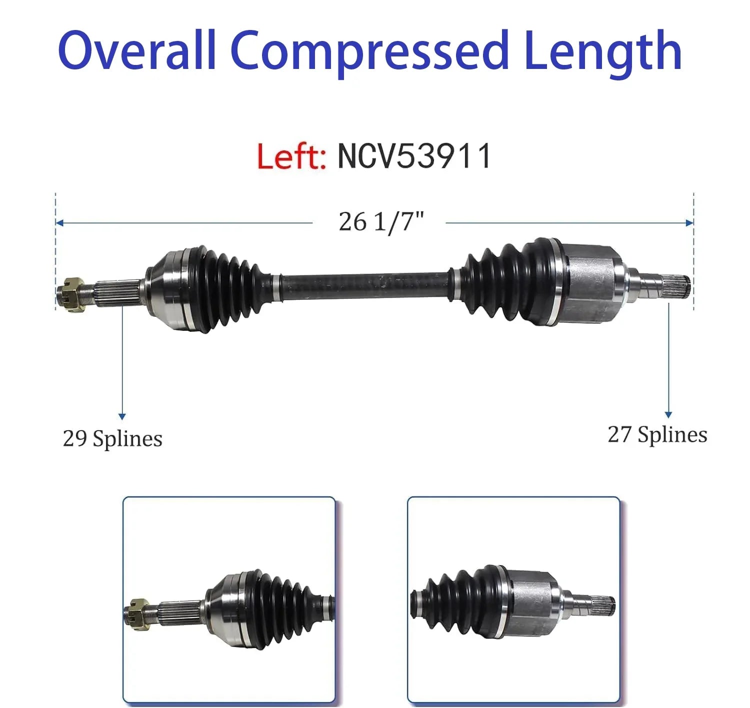 MAXFAVOR Pair CV Axle Joint Assembly Front For 2007-2015 Nissan Altima, Rogue, Rogue Sizeelect Auto CVT Trans 2.5L NCV53911, NCV53912