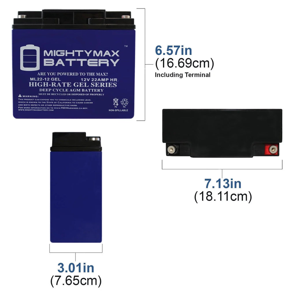12V 22AH GEL Battery for Alante Jr Sizecooter Wheelchair GP 200