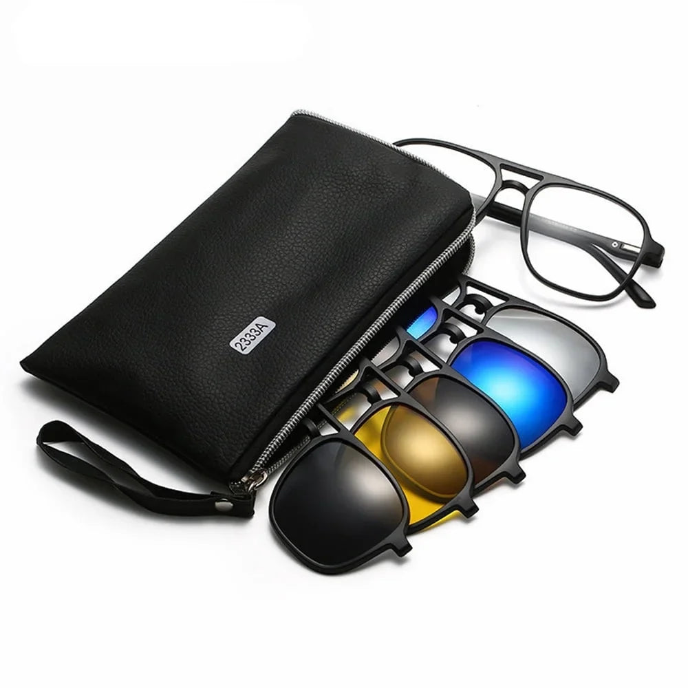 OKbus 5Pcs Polarized Clip On Sizeunglasses Uv Protection Driving Clip On Glasses Flip Up Sizeunglass Clips For Glasses Colorful Flip Frame Glasses For Women Men