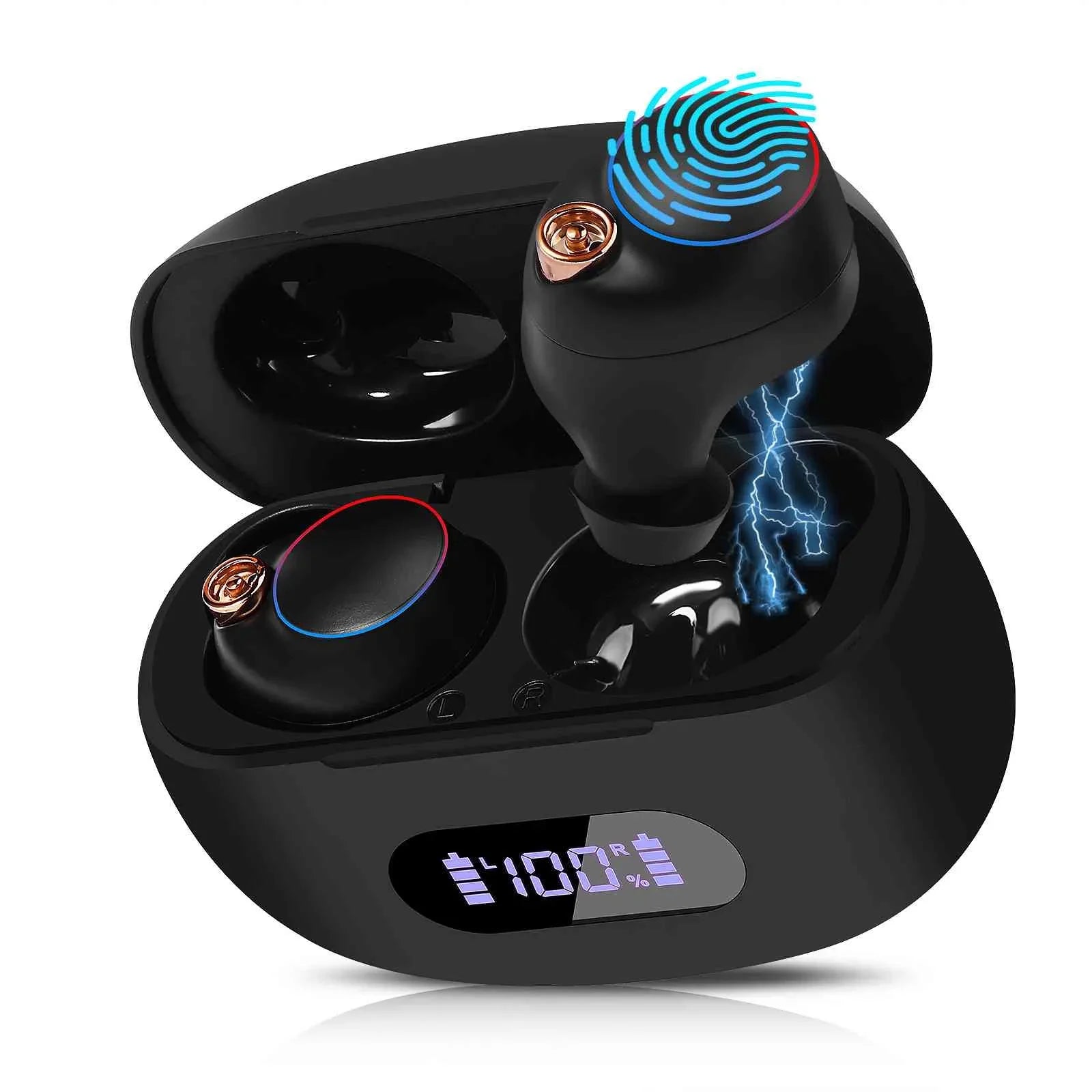 UrbanX True Wireless Bluetooth Earbuds + Charging Case, Black, Dual Connect, IPX5 Water Resistance, Bluetooth 5.2 Connection, Balanced, Bass Boost Compatible with Lenovo Tab M8 (HD)
