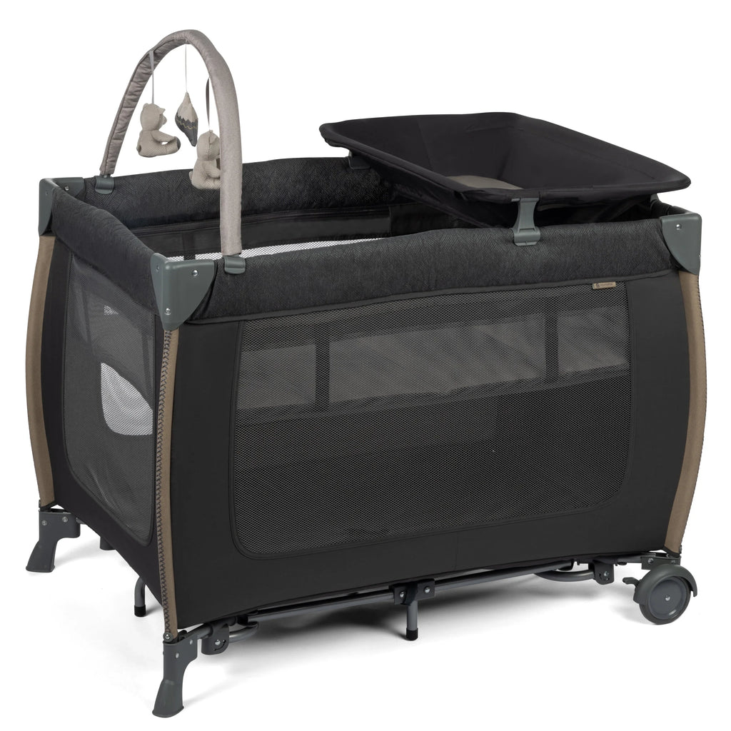 Monbebe Play Yard with Full Sizeize Rocking Bassinet, Castle Point
