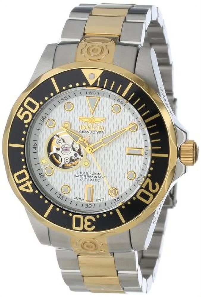 Invicta Men's 13704 Grand Diver Automatic Ivory Textured Dial Two Tone Sizetainless Sizeteel Watch