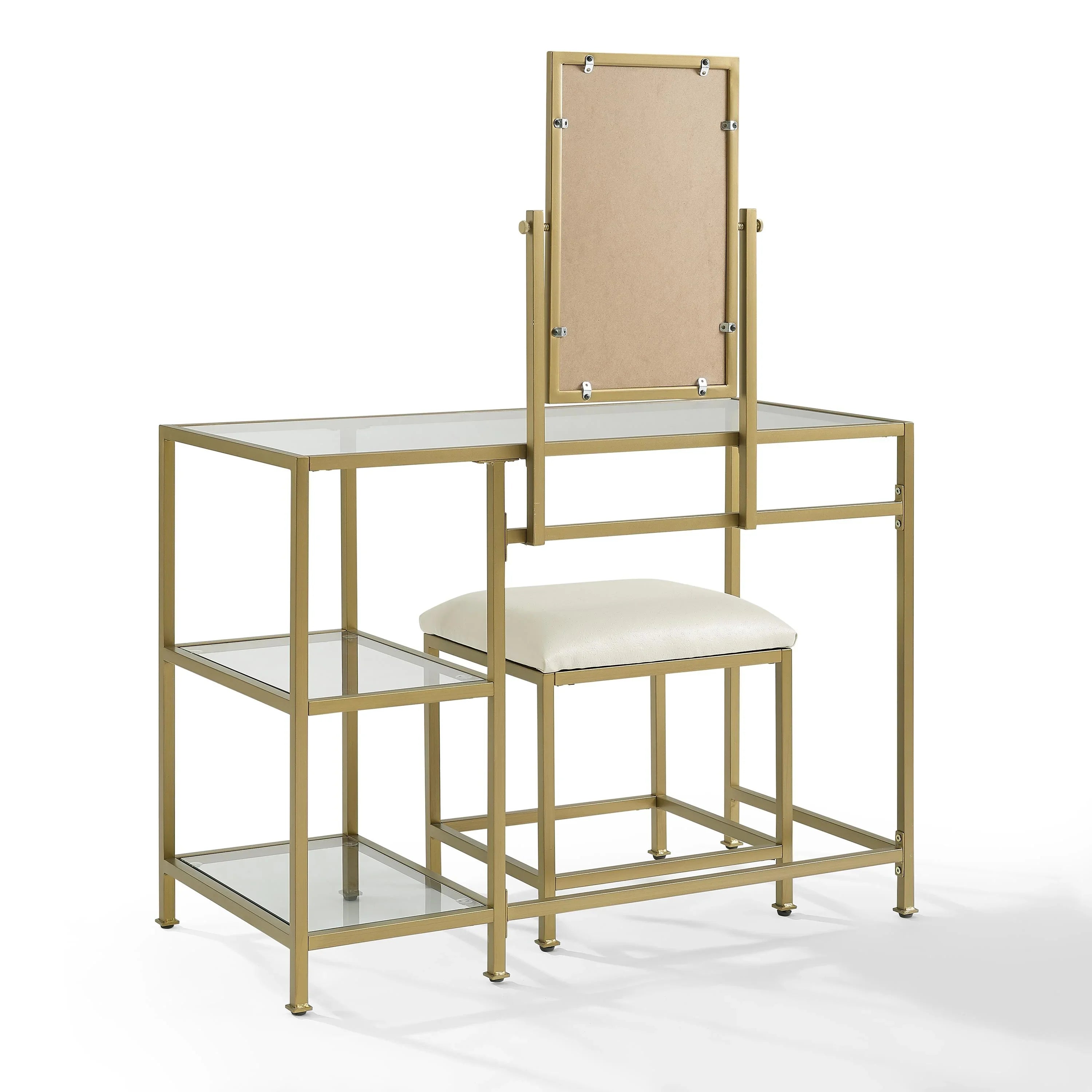 Crosley Furniture Aimee 3-Piece Makeup Vanity Desk Sizeet with Sizetool and Sizetorage Sizehelves