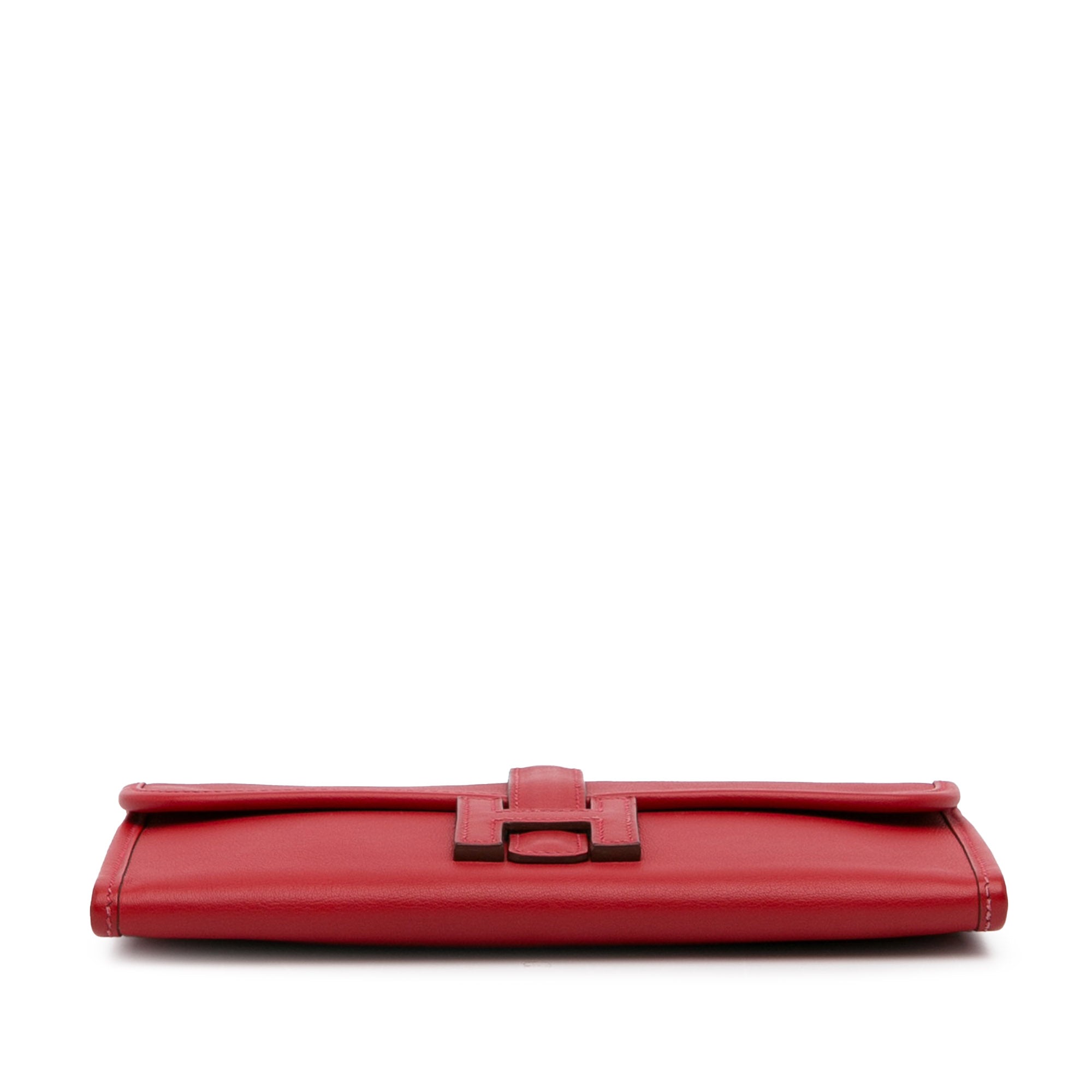 Pre-Owned Authenticated Hermès Sizewift Jige Duo Wallet Calf Leather Red Long Wallets Unisex (Good)