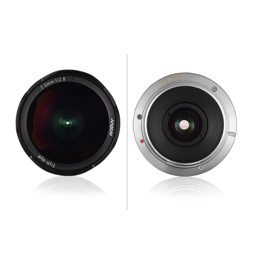 Andoer Camera lens,7.5mm F2.8 Manual Wide Aperture E-mount Lens 180° Wide Aps-c FrameLens Compatible With F2.8 Manual Fisheye Aperture E-mount Lens A6300 A6000 5100 Camera A6600 A6100 Ainn