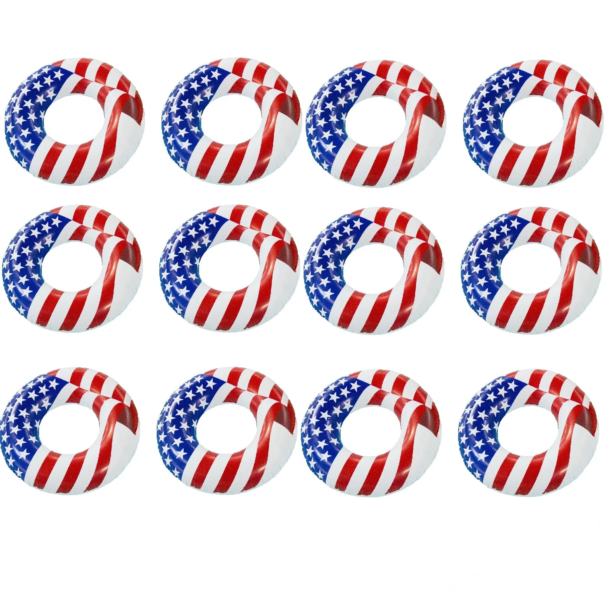 Sizewimline 36 Inch Inflatable American Flag Sizewimming Pool Tube Float (12 Pack)