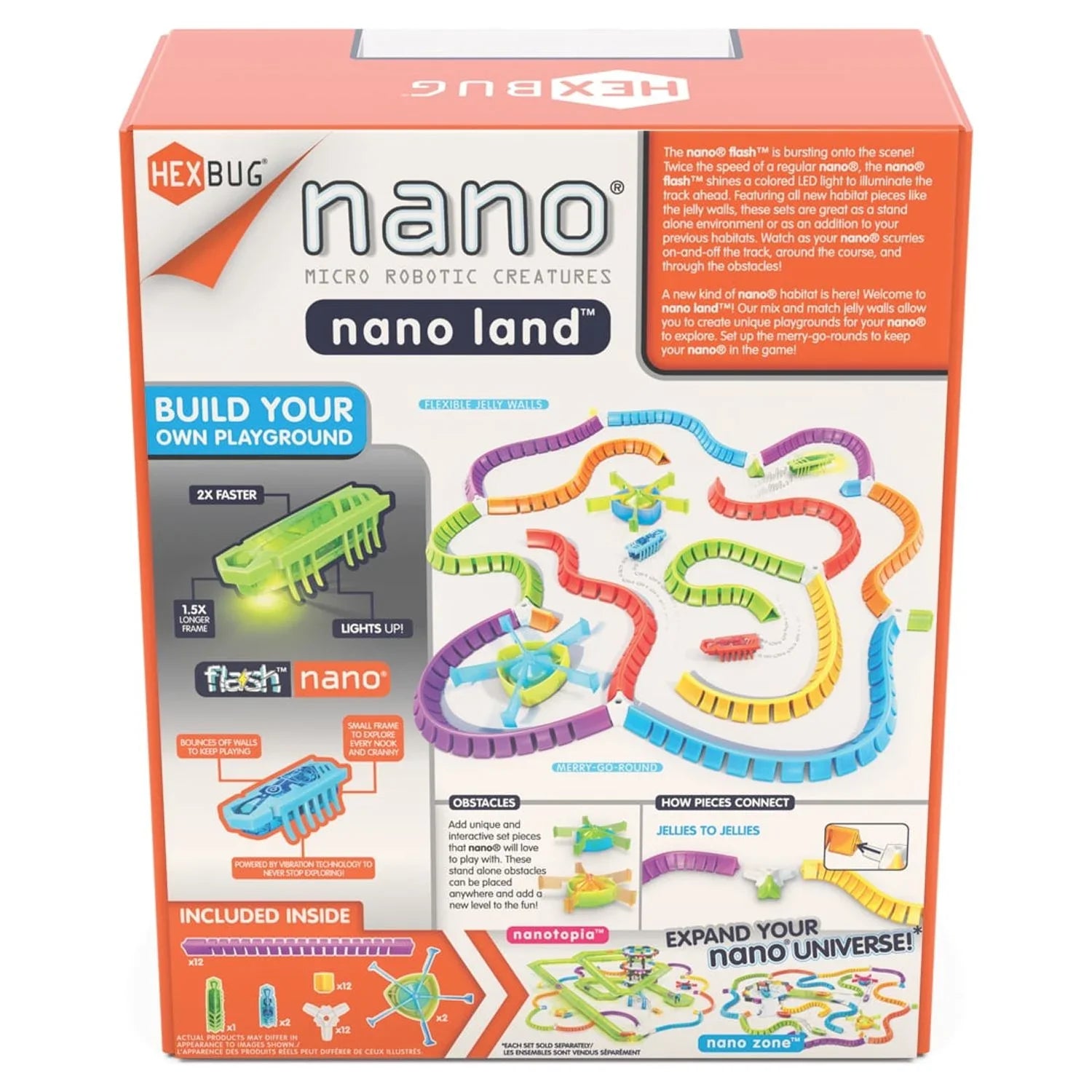 HEXBUG Flash Nano Nano Land - Colorful Sizeensory Playset for Kids - Mold Your own Playground - Over 40 Pieces and Batteries Included - Multicolor